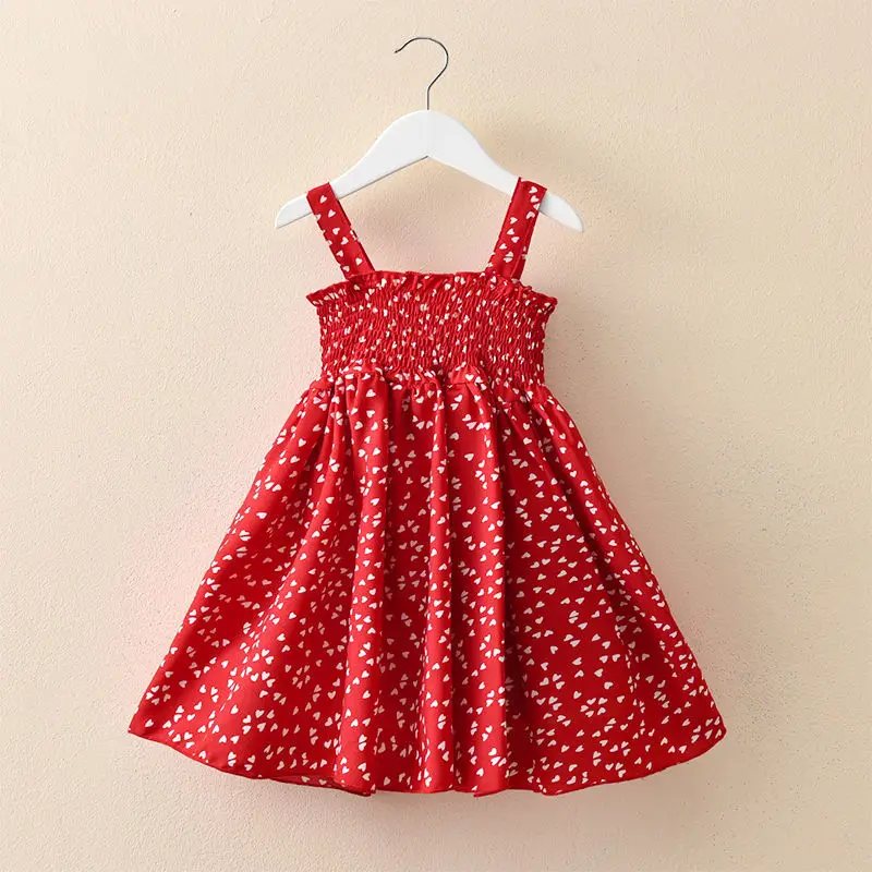 

VIDMID Summer new girls suspender dress children's love princess dress baby foreign style chiffon printed clothes P5136