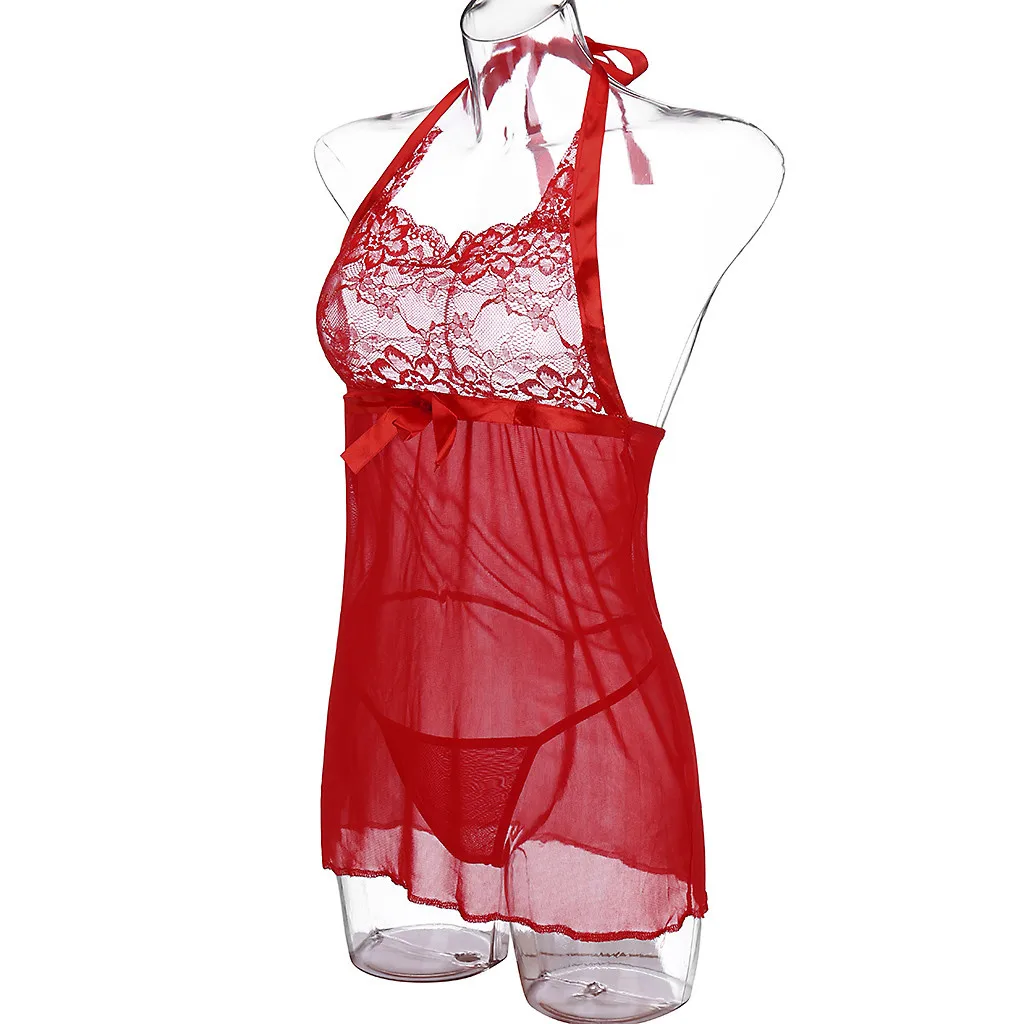 Сексуальное женское белье на шнуровке с бантом ночное размера плюс ночная