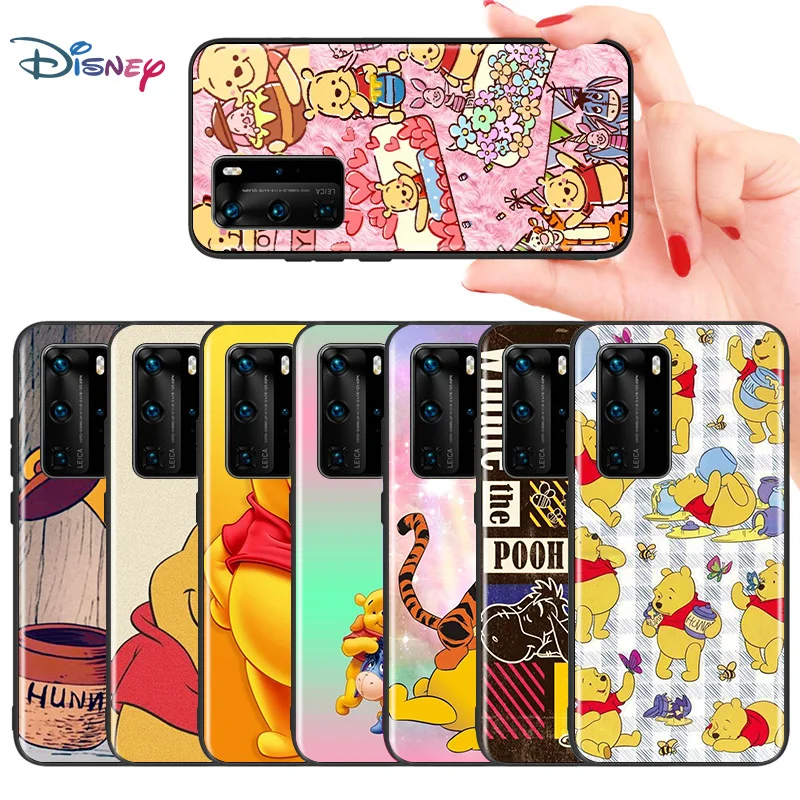 

Disney Cartoon Animation Pooh Bear For Huawei Mate 10 20 X 30 40 RS Lite 5G P Smart S Z Pro Plus TPU Silicone Black Phone Case