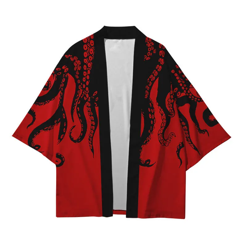 

Japanese Style Adult Yukata Kimono Clothes Loose Print Haori Cardigan Casual Women Men Shirt Oversize 4XL Streetwear T-Shirt