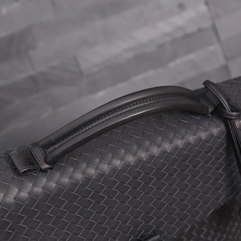 Kaisiludi leather woven men's bag handbag business men's briefcase waxed cowhide postman bag computer shoulder slant span bag