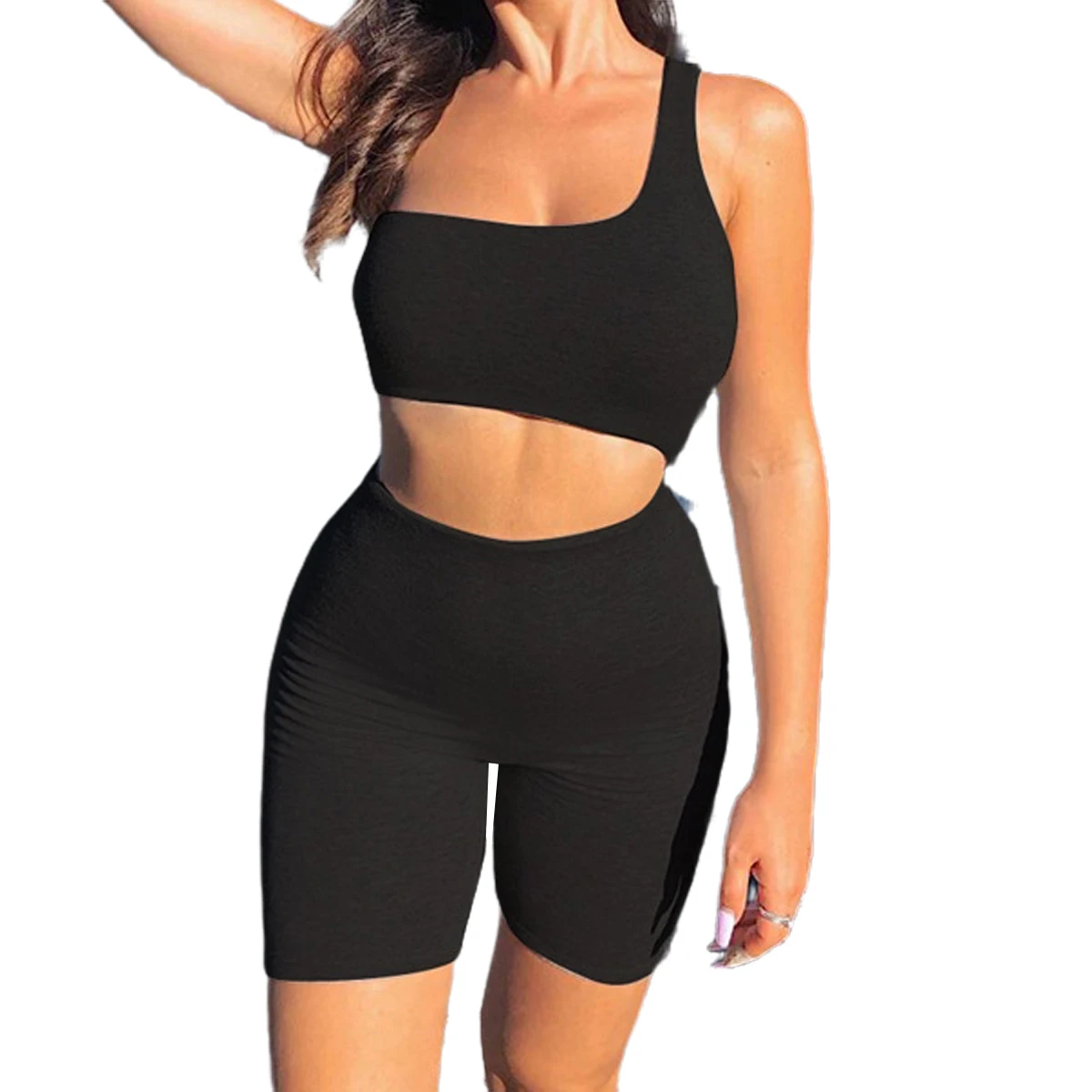 

2020 New Women Jumpsuit Sexy Sleeveless One Shoulder Hollow Tank Rompers Bodycon Bodysuit Slim Solid Stretch Jumpsuit Short Pant