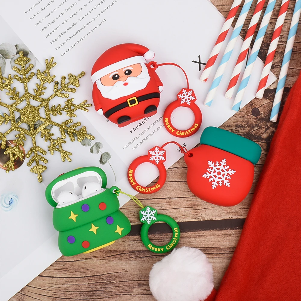

2021 new cartoon cute Santa Claus Bluetooth headset protection box, suitable for the charging box with Airpods1 2