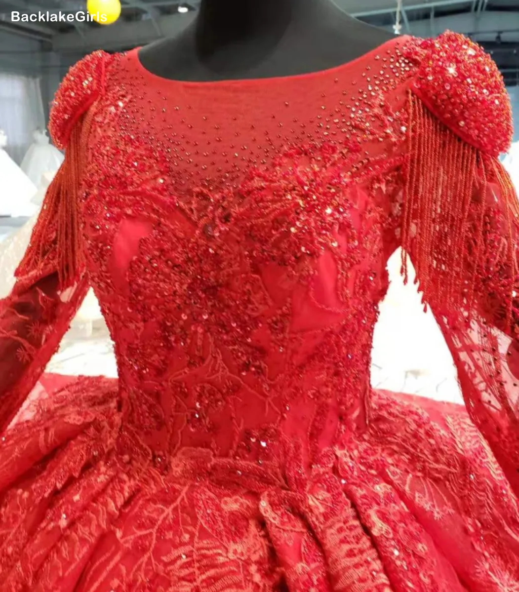 Красное Бальное Платье Свадебное платье 2020 бисероплетение кисточка длинный