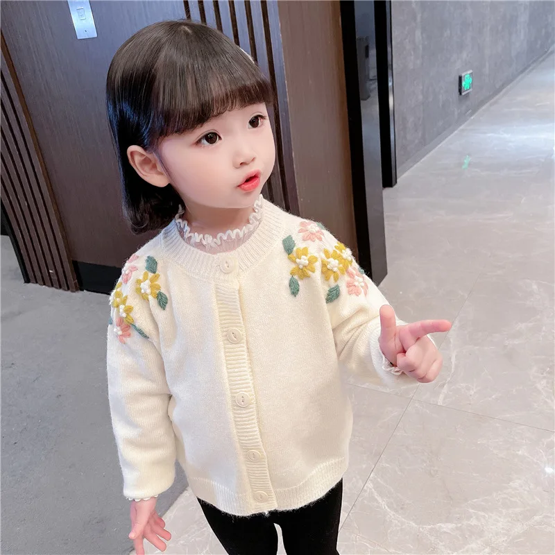 

Girls Sweater Kids Baby's Coat Outwear 2021 Cardigan Thicken Warm Winter Autumn Knitting Tops Pure CottonSchool Children's Clot