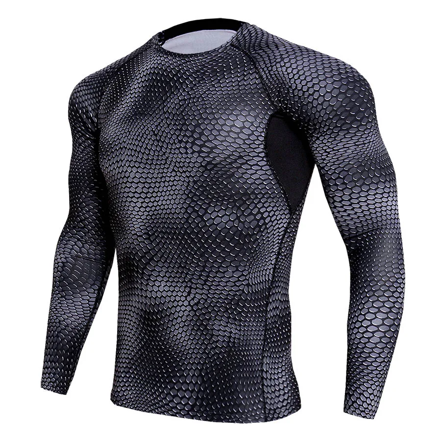 

MMA Running Shirt Compression T-Shirt Gym Crossfit Sport Workout Tees Tops Men's Long Sleeve Quick Dry Fitness Training Shirts