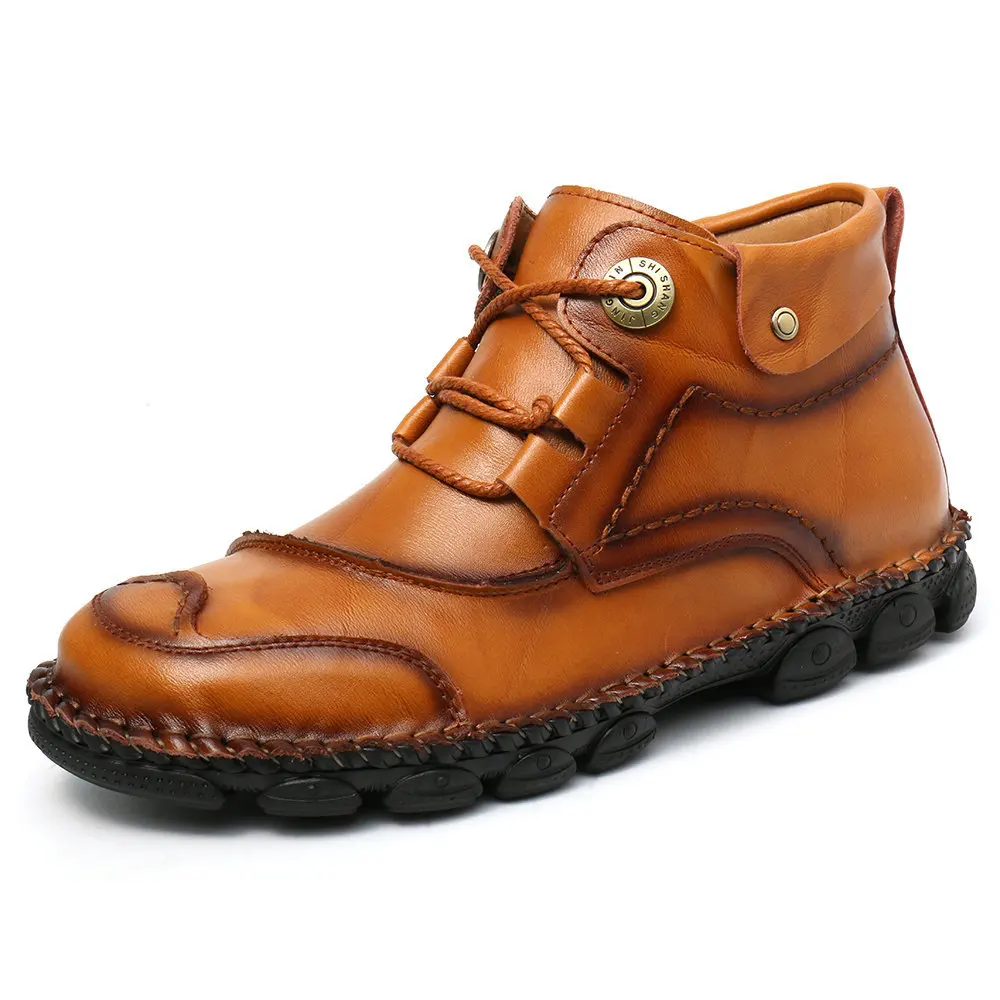 

Genuine Leather Men's Boots Fashion Non-Slip Casual Design Desert Boots High Quality Men Riding Boots Handmade Sapatos Hombre