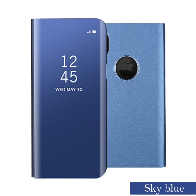 Умный зеркальный флип-чехол для iPhone 11 Pro Max iPhone XS Max XR X 10 7 8 6 S 6 S Plus 7Plua 8Plus роскошный пластиковый чехол для телефона - Цвет: Небесно-голубой