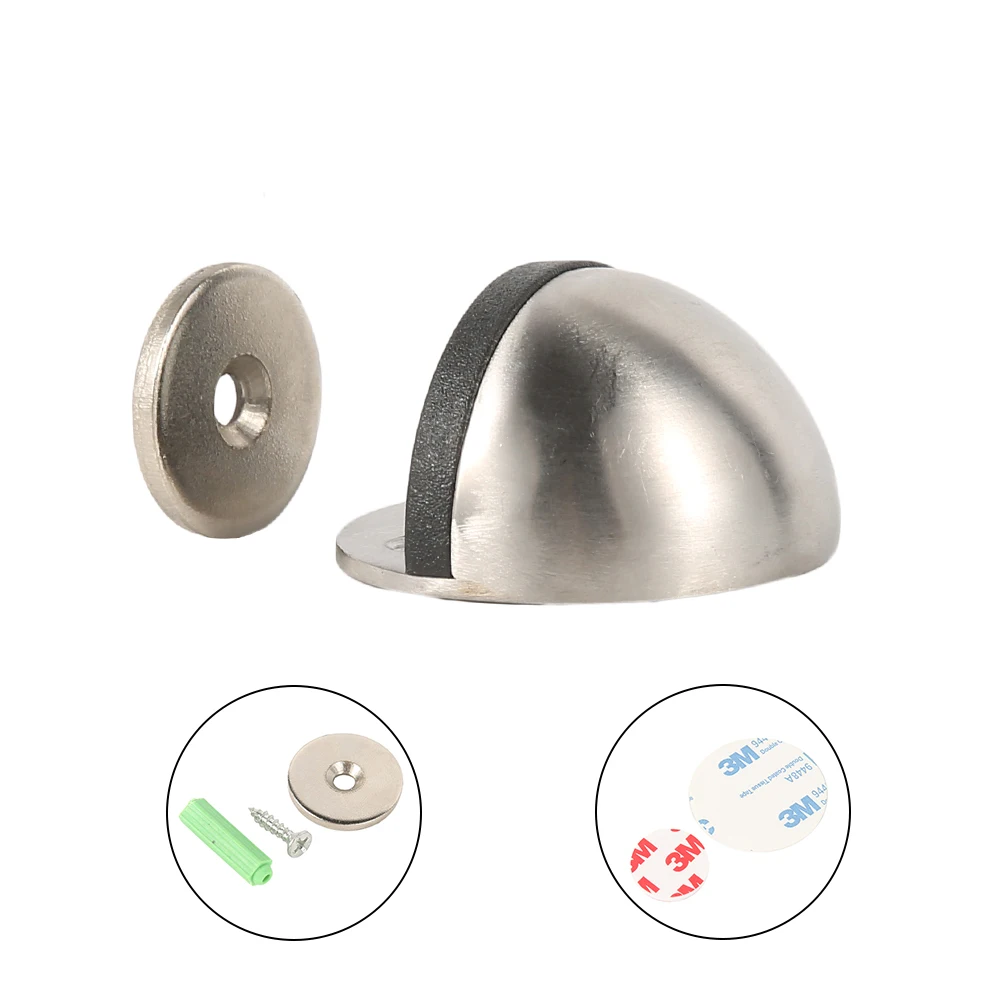 

Door stopper Stainless Steel Rubber Magnetic Stopper Hidden Door Holders Floor Mounted Nail-free Doorstop Furniture Hardware