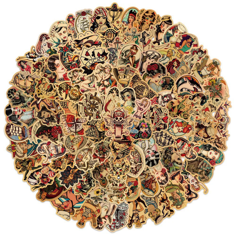 Наклейки в стиле ретро со старыми татуировками для скейтборда автомобиля