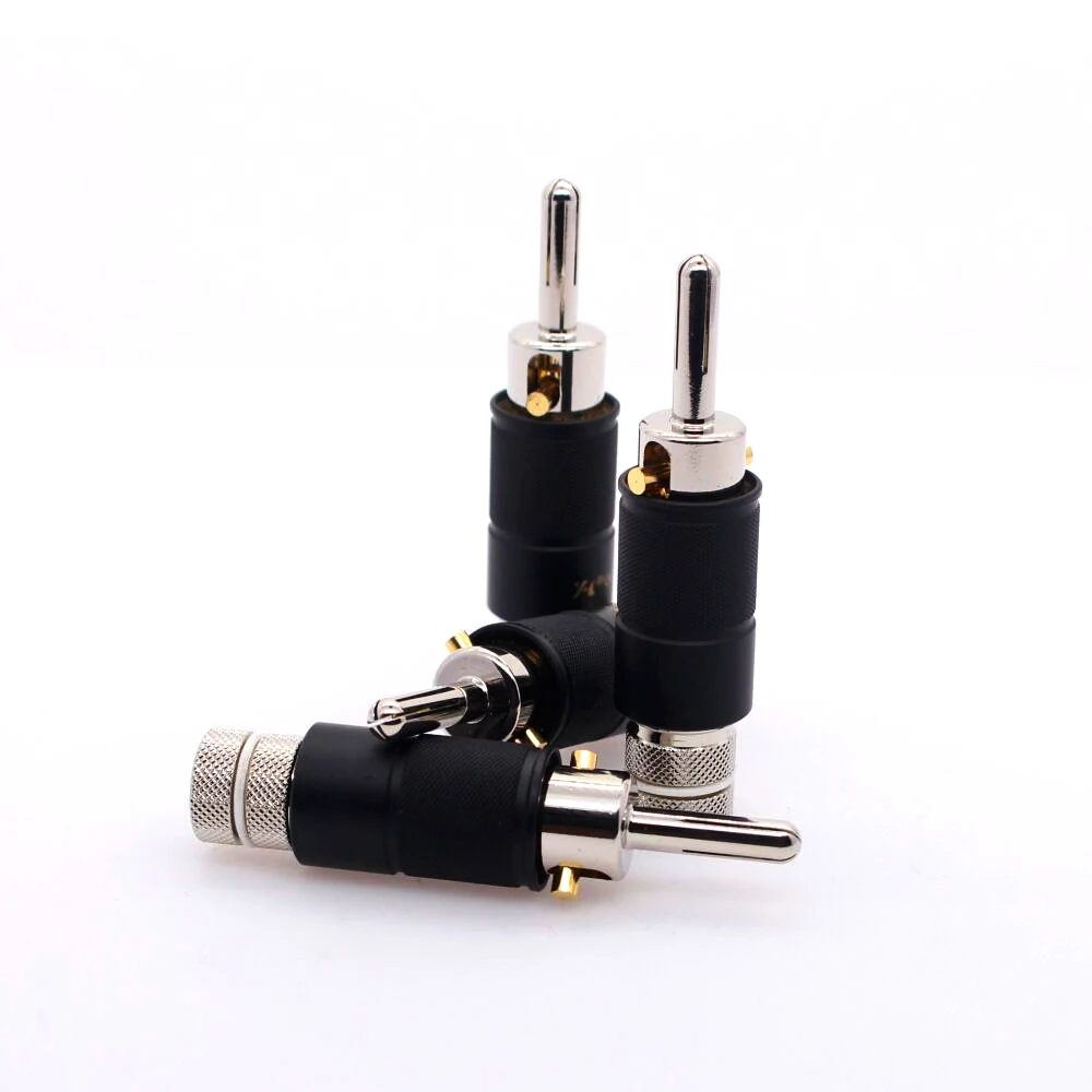 Gaofei RHO019B Rhodium Plated Speaker Cable Banana Terminal Plug Connector 4pc | Электроника