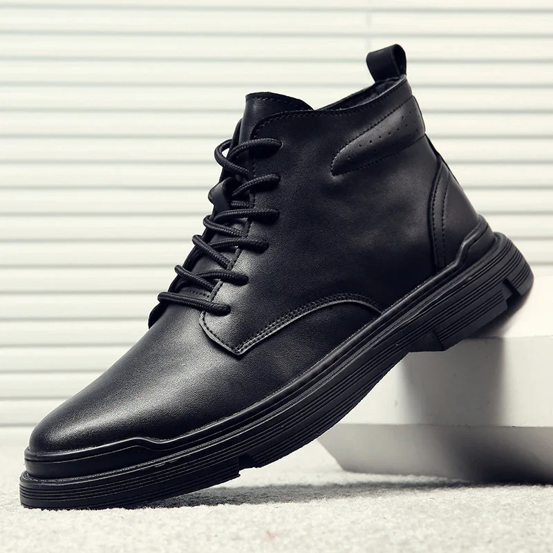 

444 Men Boots Spring Ankle Boots Shoes Winter Genuine Leather Shoes Man Punk Casual Riding Equestr Botas Hombre Plus Size