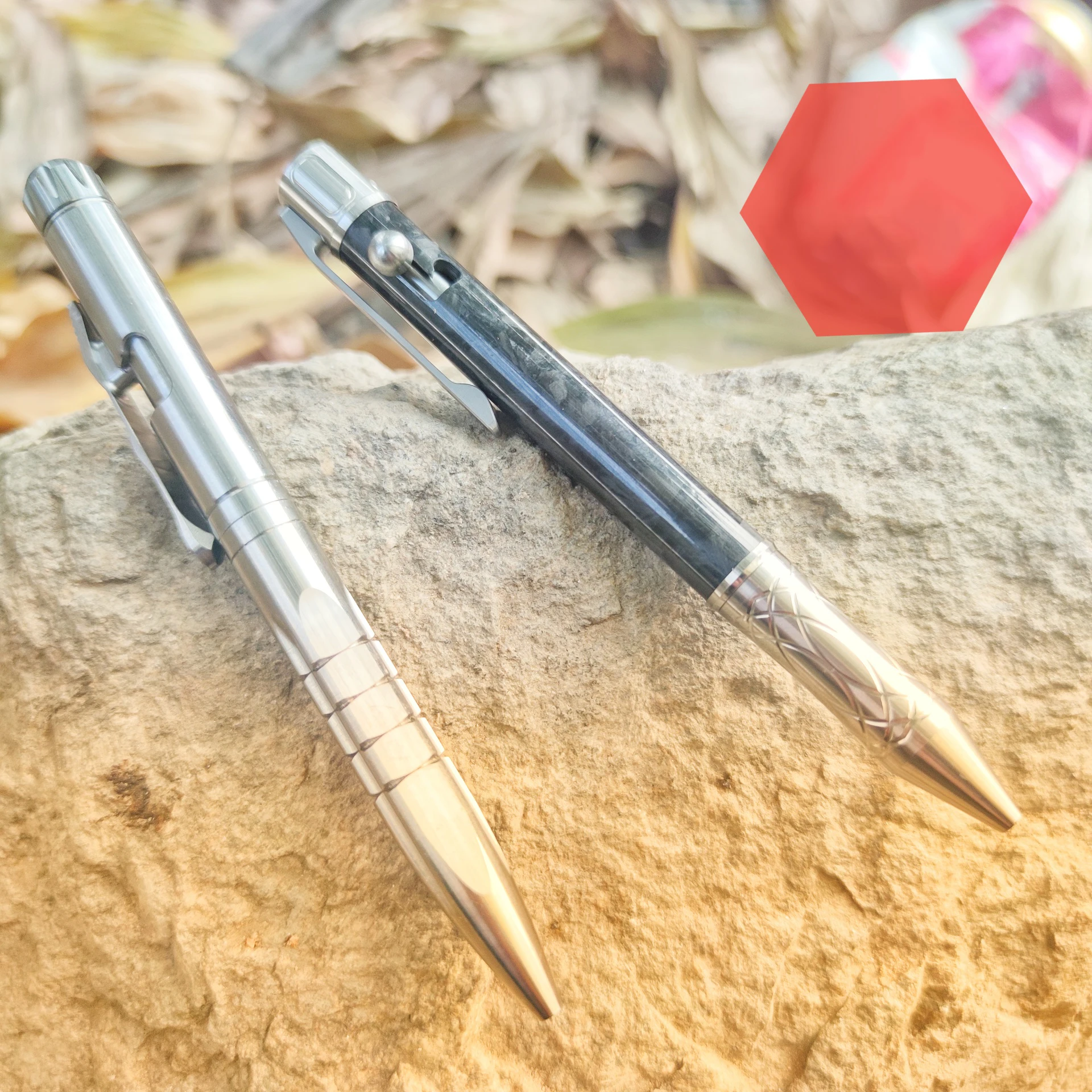Jual EDC Titanium Paduan Serat Karbon Pen Segitiga Disesuaikan Rusak Pola Pena Taktis