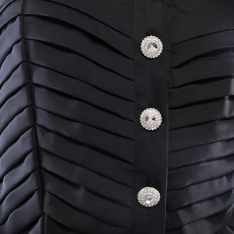 

Summer Satin Pleated Slim Fit Single-breasted Ladies Tops Shirts 2021 New Summer Ladies Fashion Party Tops Pullovers bra XL