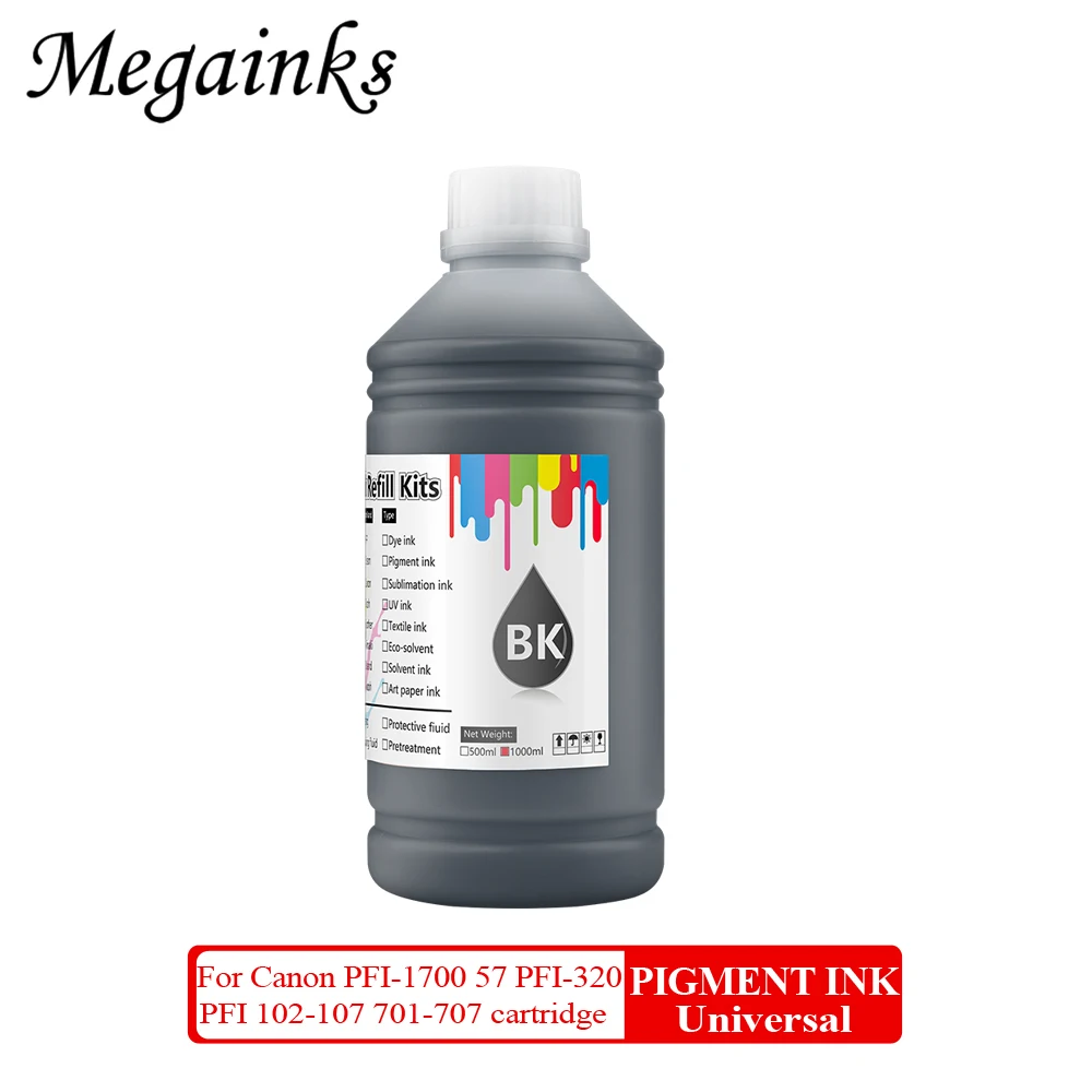 

1000ML Pigment Ink for Canon PFI107 Pro1000 57 101 102 103 104 105 106 107 206 306 307 701 702 703 704 706 BCI1401 1411 1421 Ink
