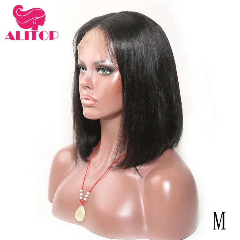ALITOP 13x4 короткие кружевные передние человеческие волосы парики 8 '' 16''