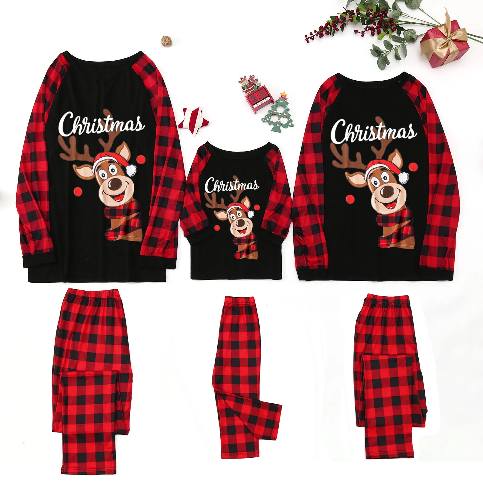 

Одежда для родителей и детей, рождественские Семейные одинаковые наряды, олень для взрослых и детей, мультяшный принт, Одинаковая одежда, пи...