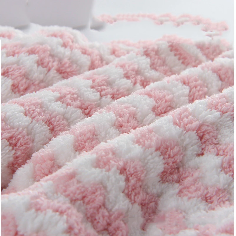 

Wholesale Wavy Stripes Thick Coral Fleece Surrounded Dry Hair Cap Quick Absorbent Quick-Drying Bath Towel Toalla De Pelo Seco 5