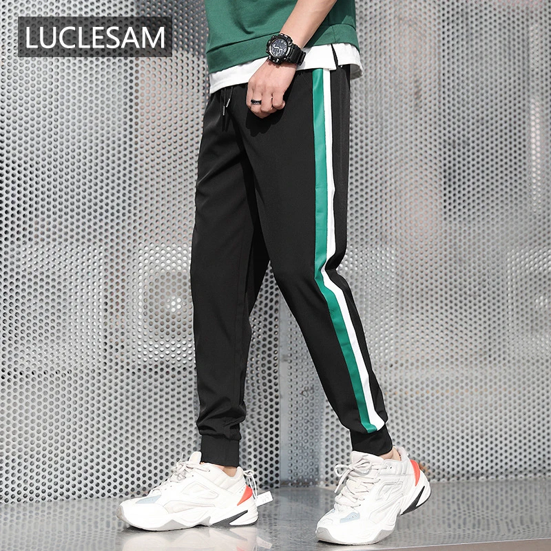 Летние тонкие повседневные брюки мужские облегающие спортивные брюки-карандаш с