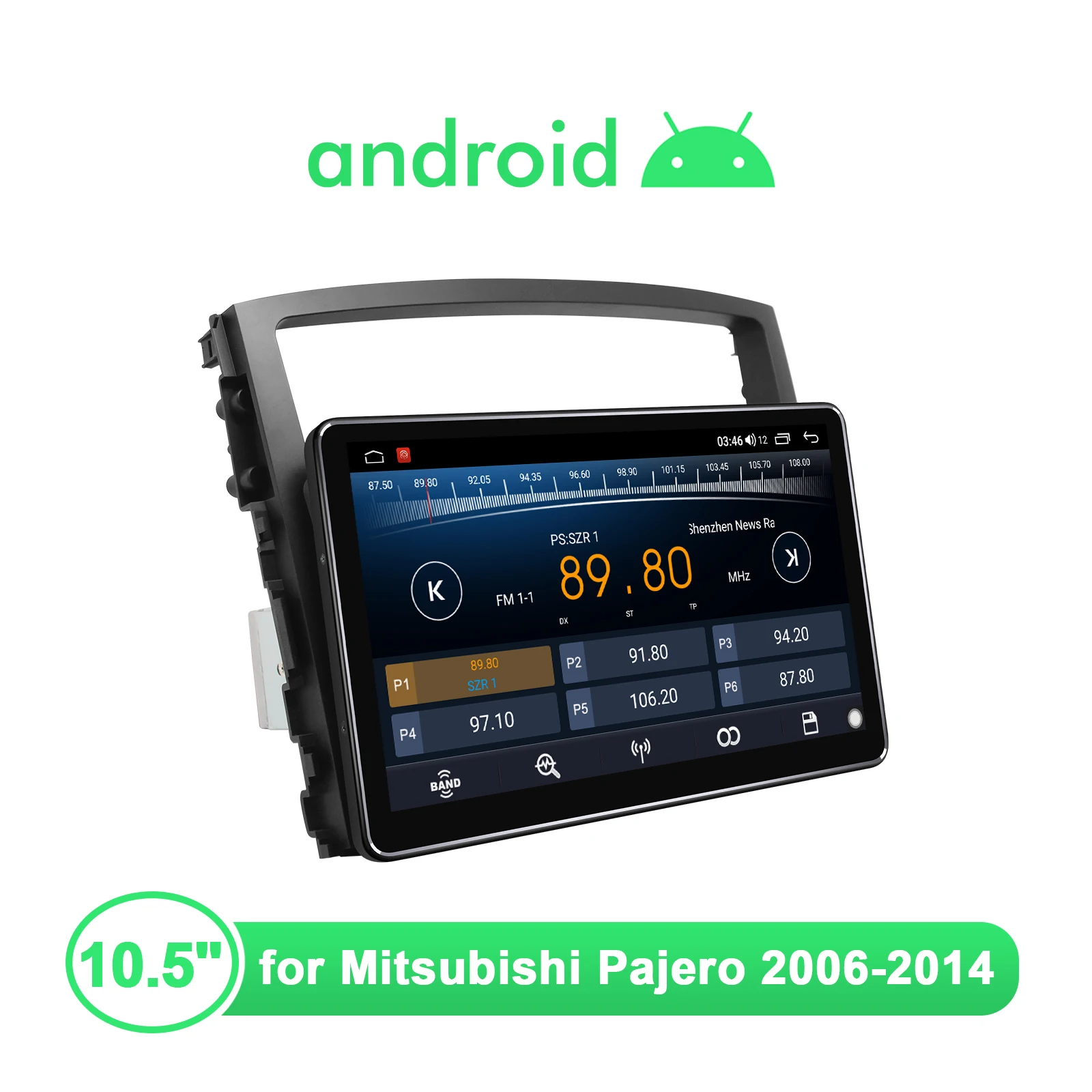 

10.5 Inch Screen 1280*720 Car Radio Stereo IPS 4GB RAM 64GB ROM RDS DSP Android 10.0 Head Unit For Mitsubishi Pajero 2006-2014