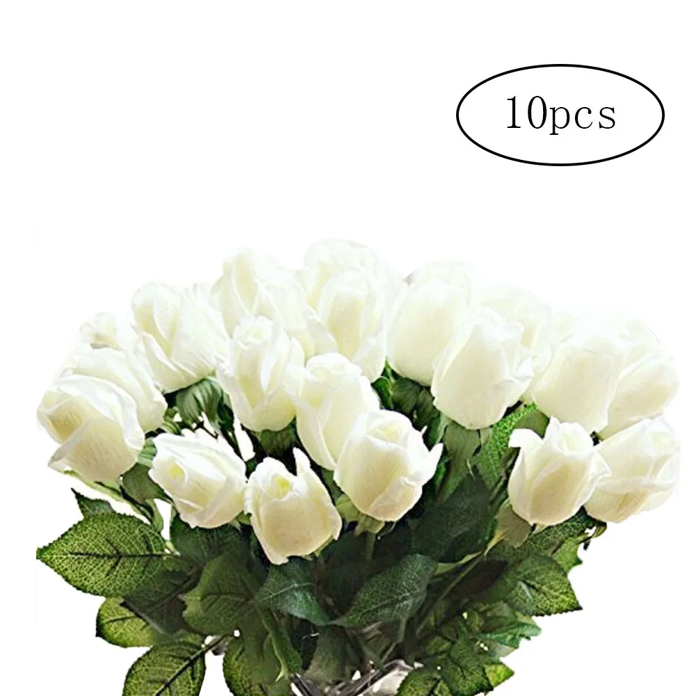 10 шт. настоящая сенсорная шелковая искусственная Роза цветы шелк склеивание