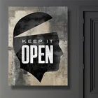 Картина на холсте с текстом, мотивирующая цитата Keep It Open, художественное оформление на стену, художественное оформление на стену, картина для домашнего декора