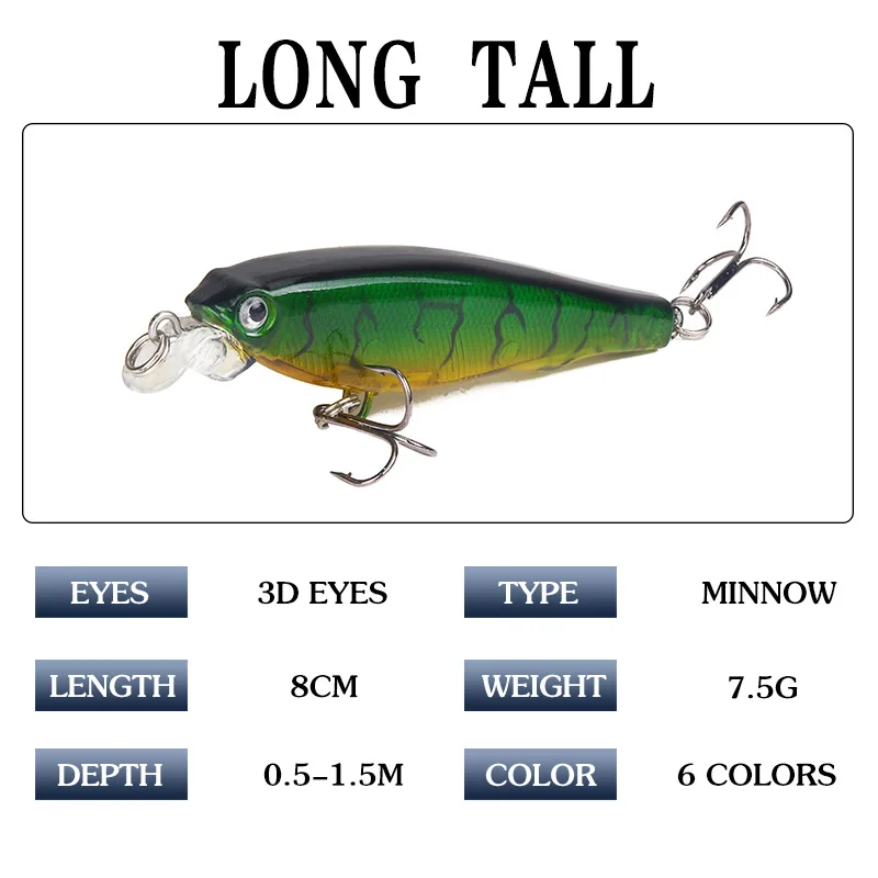 Искусственная жесткая приманка 7 5g 8 см Лазерная гольян Рыбная вобблер Swimbait