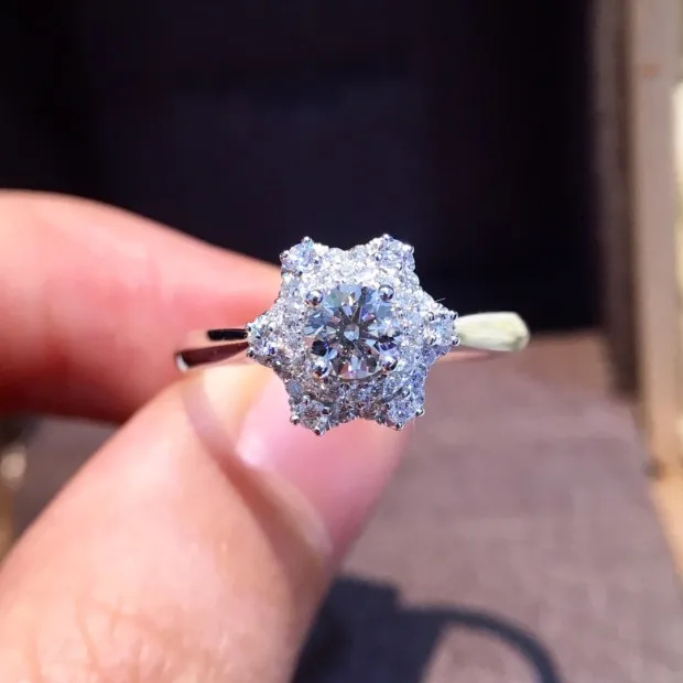 Кольцо из чистого золота 18 К с натуральным бриллиантом 2020 | Украшения и