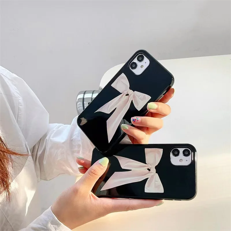 

Glossy Black Niche Butterfly IPhone13 Apple 11/12promax Mobile Phone Case Xs Female Xr All-inclusive 67p Soft 8p