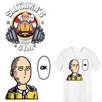 one punch man iron on anime patches stripes thermo stickers on clothes applique iron on transfers for clothing diy t shirt jeans