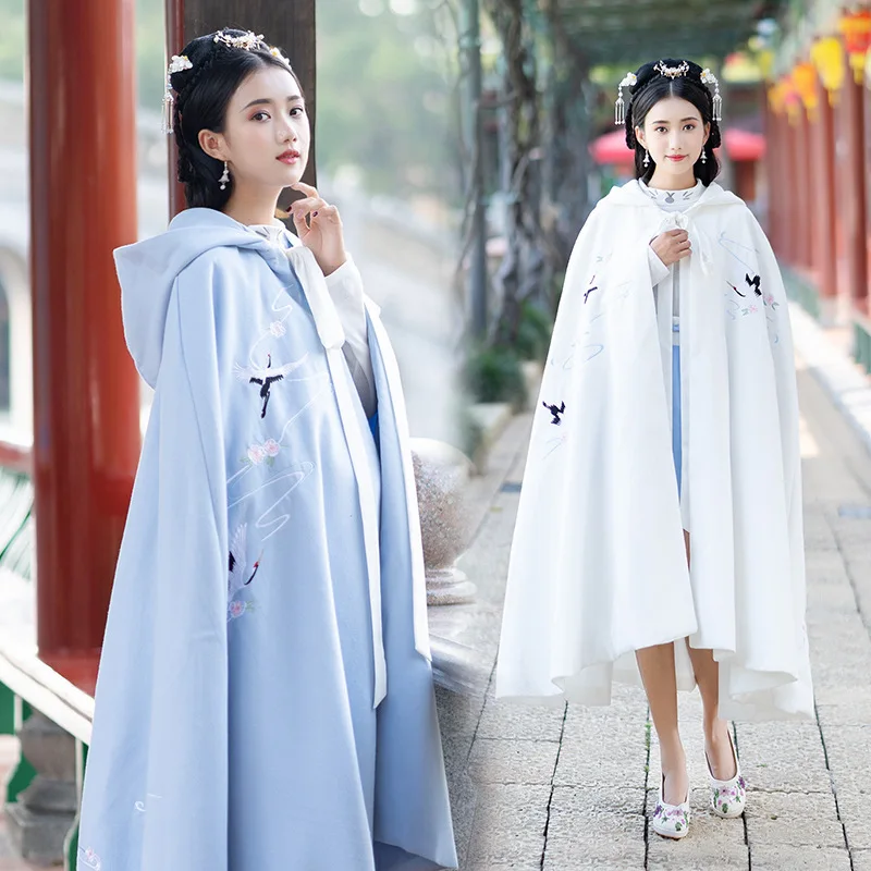 

Женское пальто с вышивкой Hanfu, осенне-зимняя накидка, праздничный наряд, женское народное пальто с капюшоном, одежда для выступлений DC3451