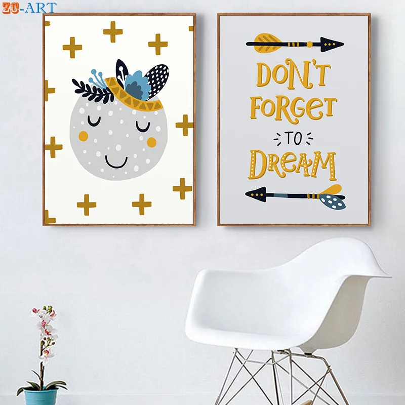 Скандинавский мальчиков Wall Art джунгли Животные принты Цитата плакат живопись на
