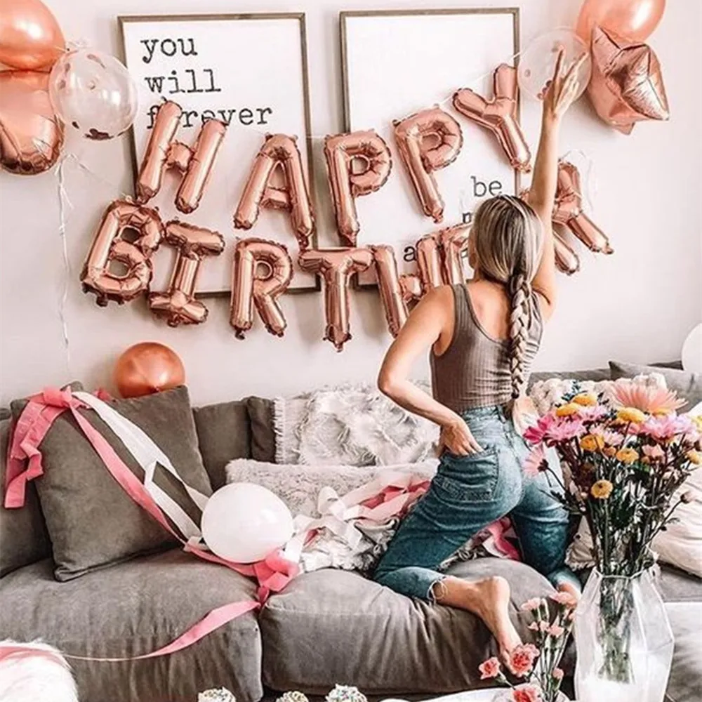 16 дюймов буквы фольгированные шары С Днем Рождения HAPPY День рождения украшения