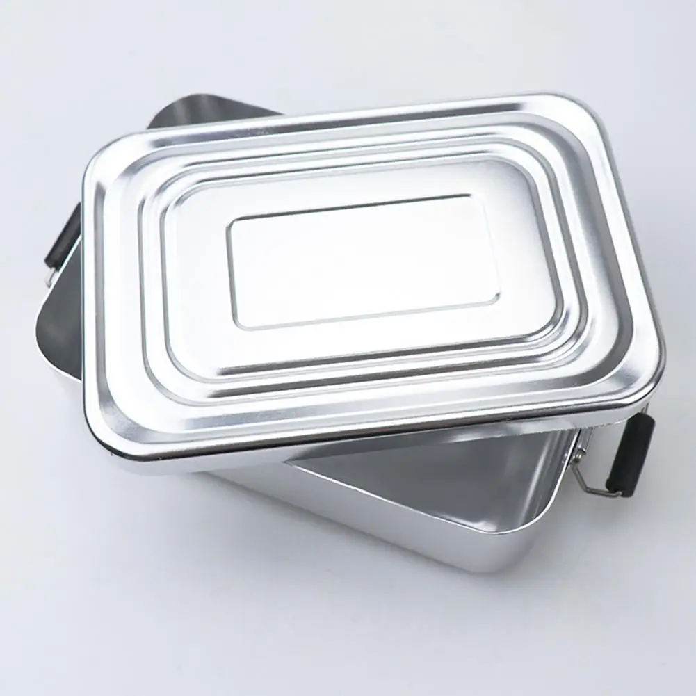 Ланч-бокс прочный алюминиевый Портативный Прямоугольный контейнер для пищевых