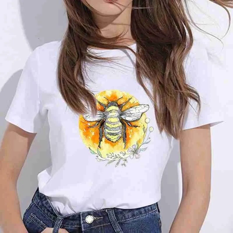 

Oversized T-Shirts Women Men Bee Printed Tshirt Summer Fashion Graphic Short Shirt Sleeve Female Harajuku Tops Clothes T-sh X1F9