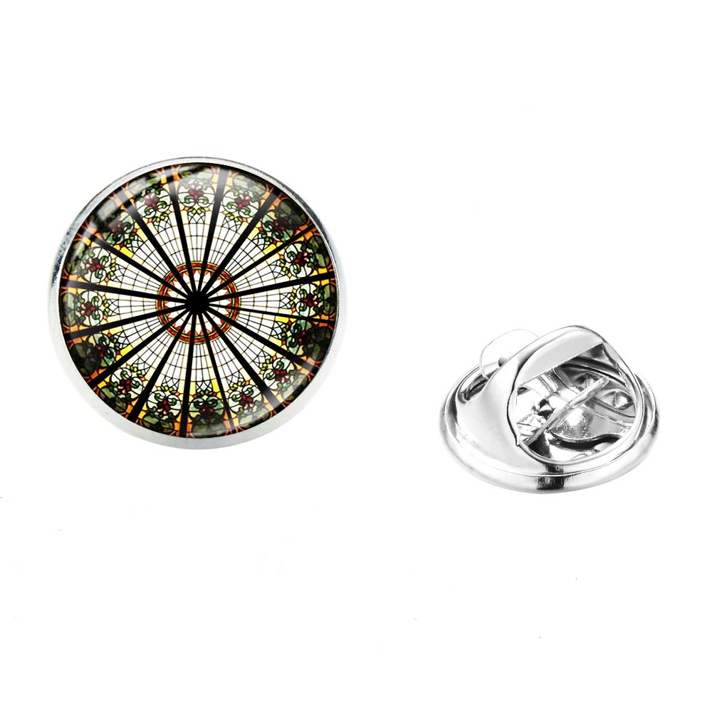 SIAN Notre Dame De Paris Cathedral Statue Brooch The Rose Window Art Pattern Glass Dress Jackets Pin High Quality Stainless Pins | Украшения