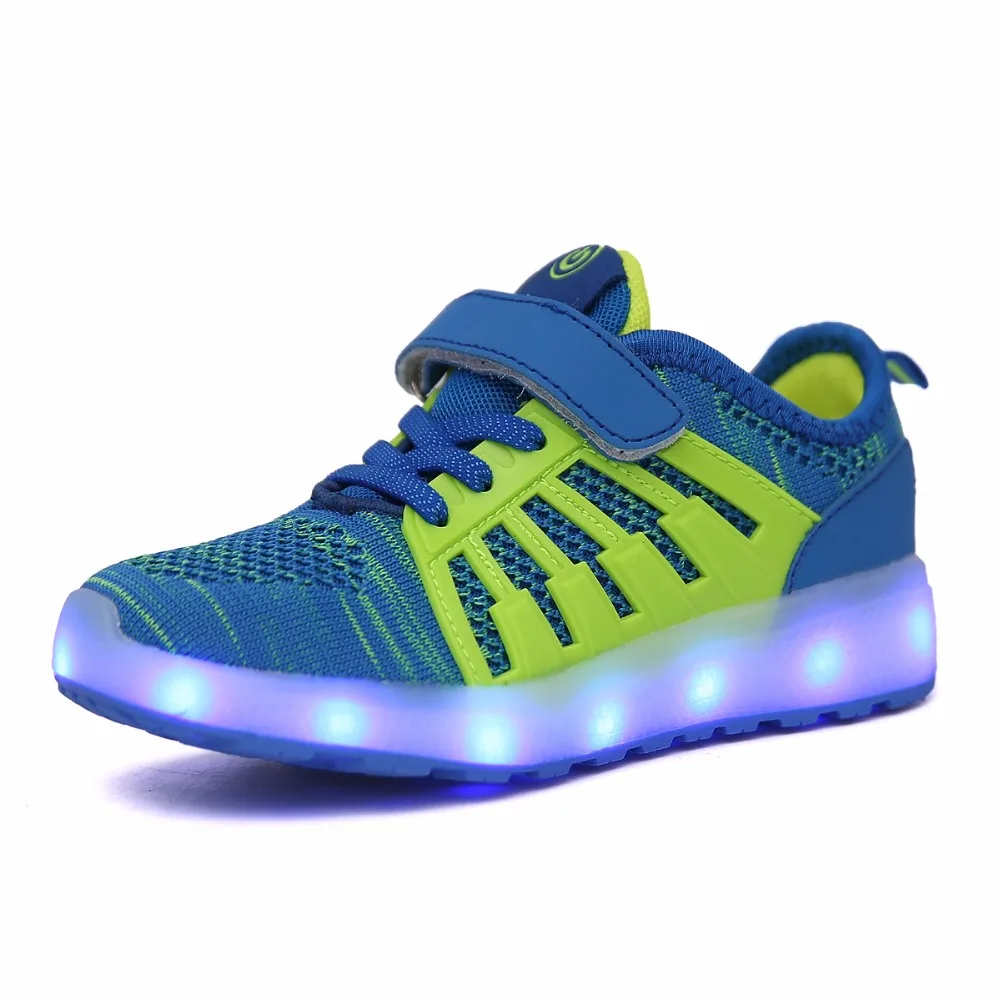 

Blue Pink Black 2018 New 28-37 USB Charger Glowing Sneakers Led Children Lighting Shoes Boys/Girls illuminated Luminous Sneaker