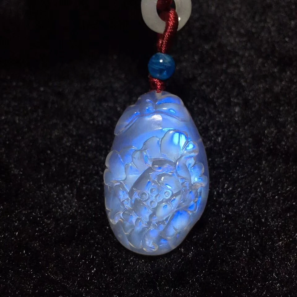 Новый естественный синий свет лунный камень драгоценный женский кулон 30x19x10 мм