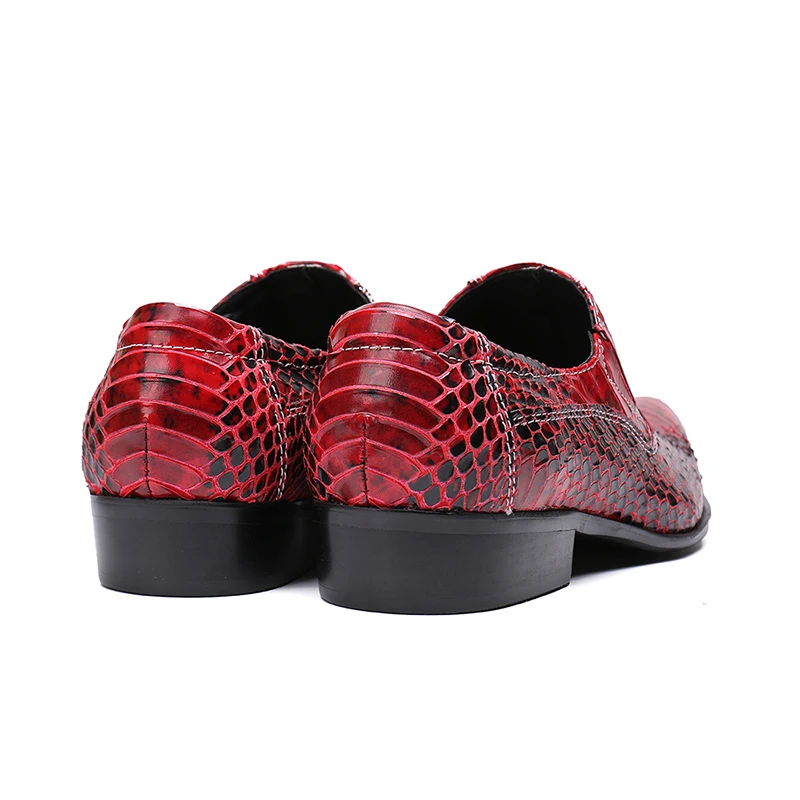 Chaussure Hombre красные мужские туфли из лакированной кожи питона деловые лоферы на