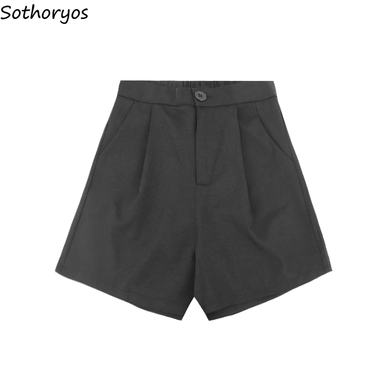 

Shorts Women High-waist Straight Simple Basic Short Trousers Female All-match Korean-style Loose Wide-leg Casual Stylish Daliy