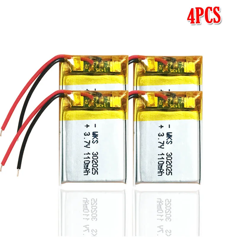 4pcs 110mAh 3,7 V 302025 ithium полимерный аккумулятор для gps psp MP3 MP4 MP5 DVD маленькие игрушки батарея Bluetooth динамик литий-ионный аккумулятор - Цвет: 4pcs