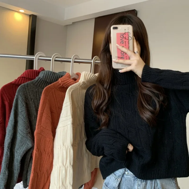 

Новая зимняя короткая трикотажная водолазка свободного покроя