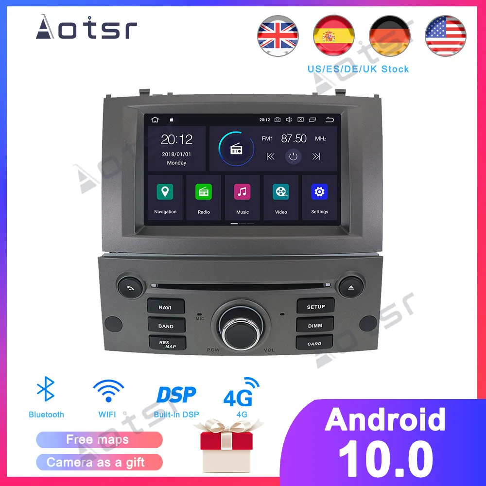 

64GAndroid 10.0 Car DVD Player Multimedia Stereo For Peugeot 407 2004 2005 2006 2007 2008 2009 2010 Autoradio GPS Navigation