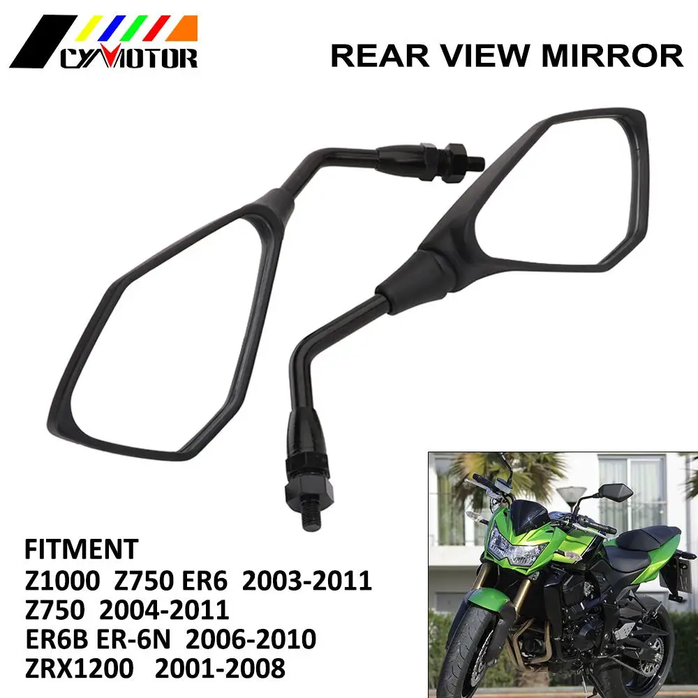 

Motorcycle Rear Side View Rearview Mirror For Kawasaki Z1000 Z750 Z 1000 750 ER-6N ER6N Versys KLE 650 ZRX1100 ZRX1200 1997-2011