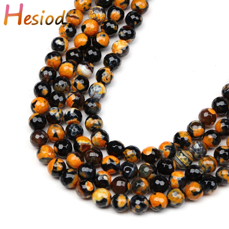 

DIY black yellow round Natural Faceted Stone Beads Loose Spacer Beads For Jewelry Making DIY Bracelets Accessories 4 6 8 10mm