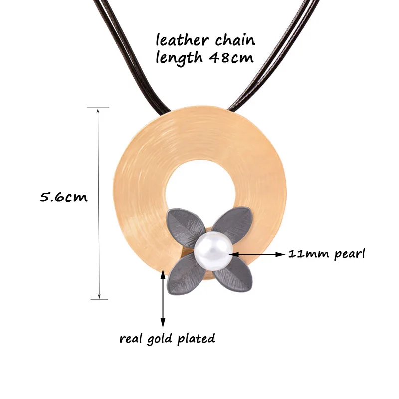 

SINLEERY Multiple Shape Round Pearl Pendant Necklace Yellow White Black Color Leather Chian Necklace For Women Jewelry XL119 SSK