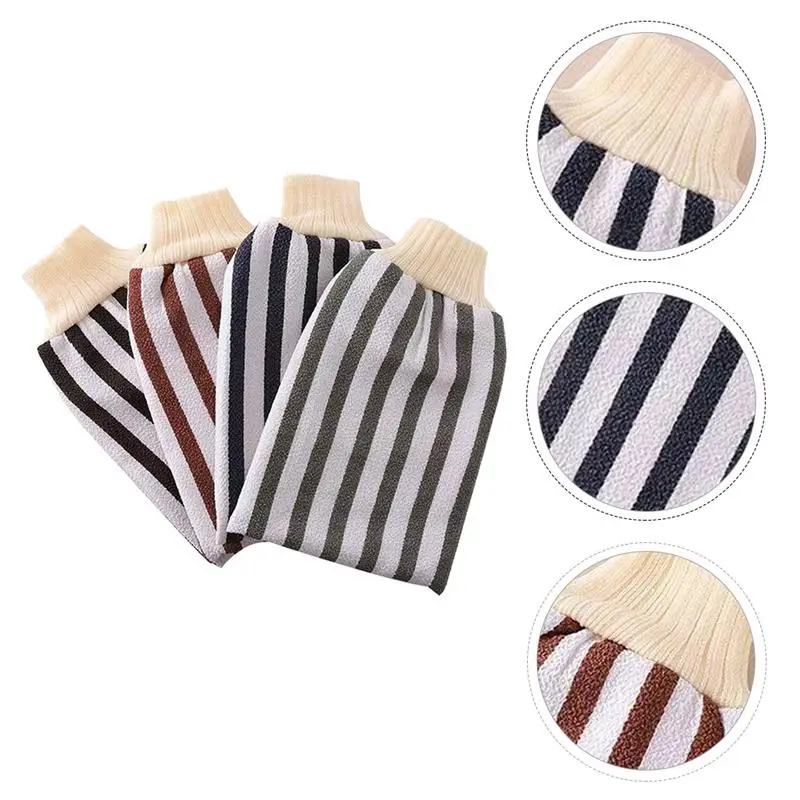 

4pcs Practical Helpful Soft Shower Gloves Back Massage Gloves Back Bathing Gloves Bath Mittens for Home