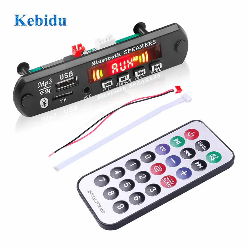 KEBIDU 5 в 12 В автомобильный аудио USB TF FM Радио MP3 модуль Bluetooth5.0 WMA декодер плата с