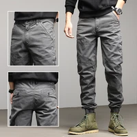 newly korean style fashion men jeans spliced designer casual cargo pants men overalls streetwear hip hop joggers harem trousers