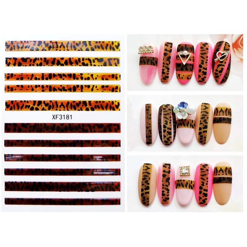Милые леопардовые наклейки для ногтей самоклеющиеся декоративные маникюра